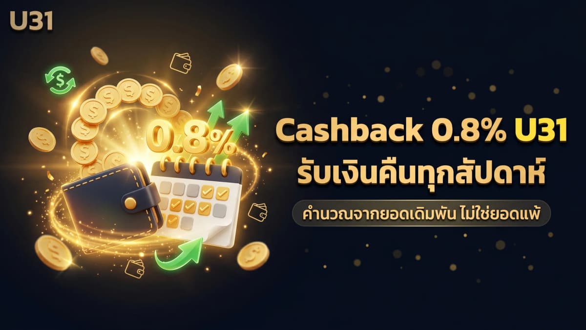 Cashback 0.8% U31 — รับเงินคืนทุกสัปดาห์ไม่ว่าจะแพ้หรือชนะ