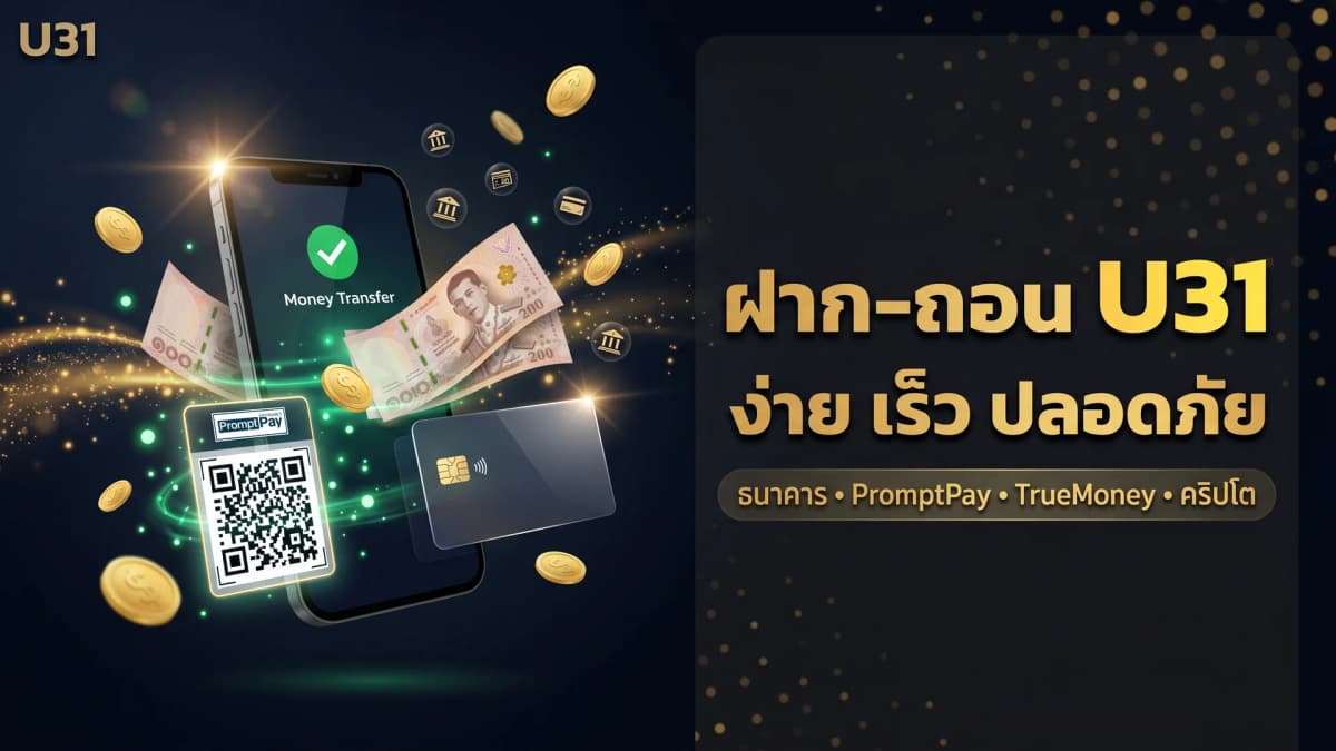วิธีฝากและถอนเงิน U31 — คู่มือครบจบทุกช่องทาง 2026